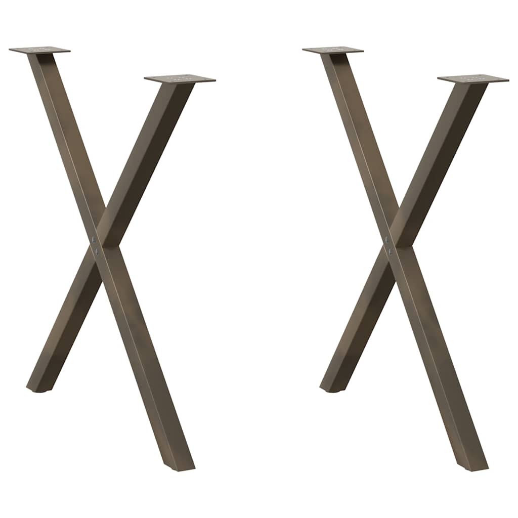 vidaXL Nogi do stołu jadalnego w kształcie litery X 2 szt. Naturalna stal 80x(72-73) cm Stal