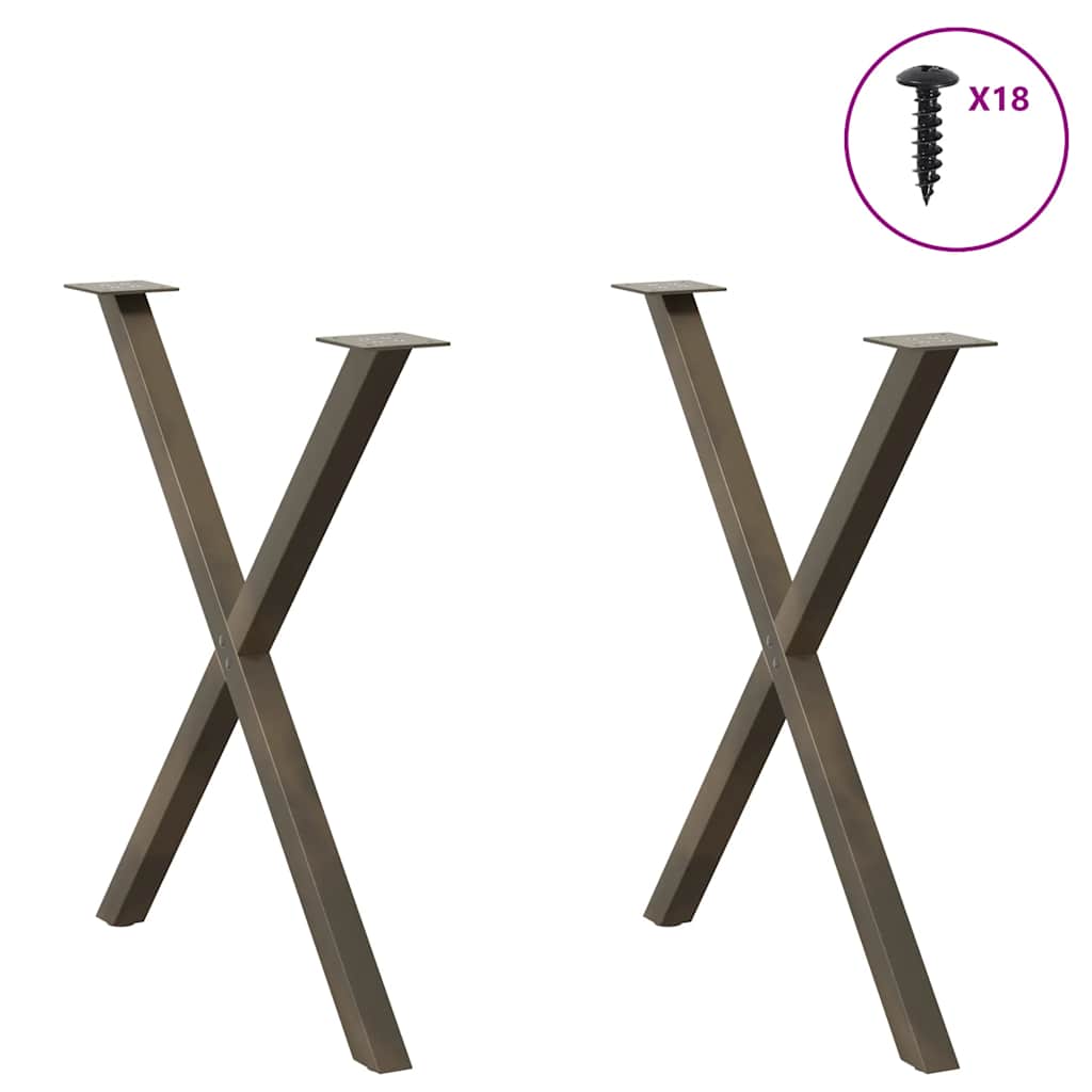 vidaXL Nogi do stołu jadalnego w kształcie litery X 2 szt. Naturalna stal 80x(72-73) cm Stal