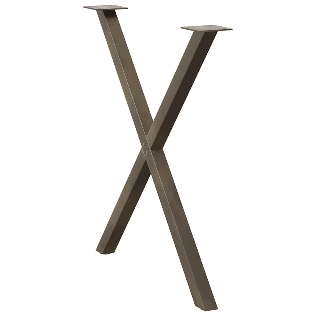 vidaXL Nogi do stołu jadalnego w kształcie litery X 2 szt. Naturalna stal 80x(72-73) cm Stal