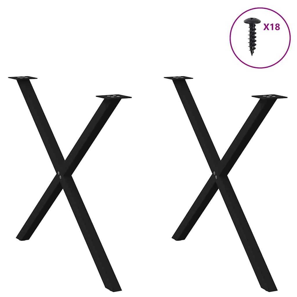 vidaXL Nogi do stołu jadalnego w kształcie litery X 2 szt. Czarne 90x(72-73) cm Stal