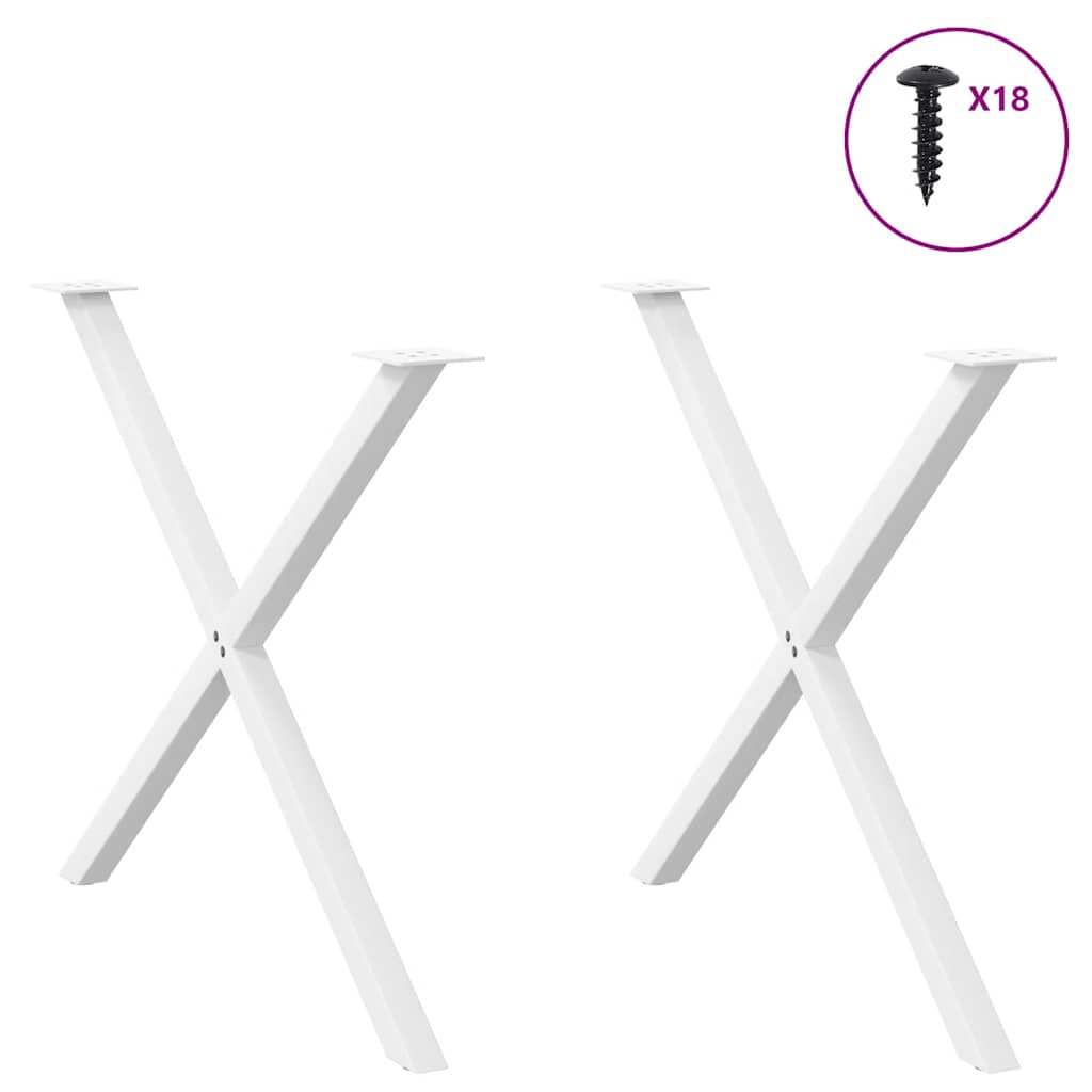 vidaXL Nogi do stołu jadalnego w kształcie litery X 2 szt. Białe 90x(72-73) cm Stal