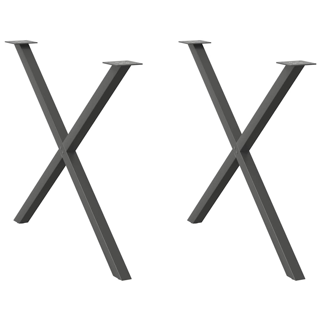 vidaXL Nogi do stołu jadalnego w kształcie litery X 2 szt. Antracyt 90x(72-73) cm Stal