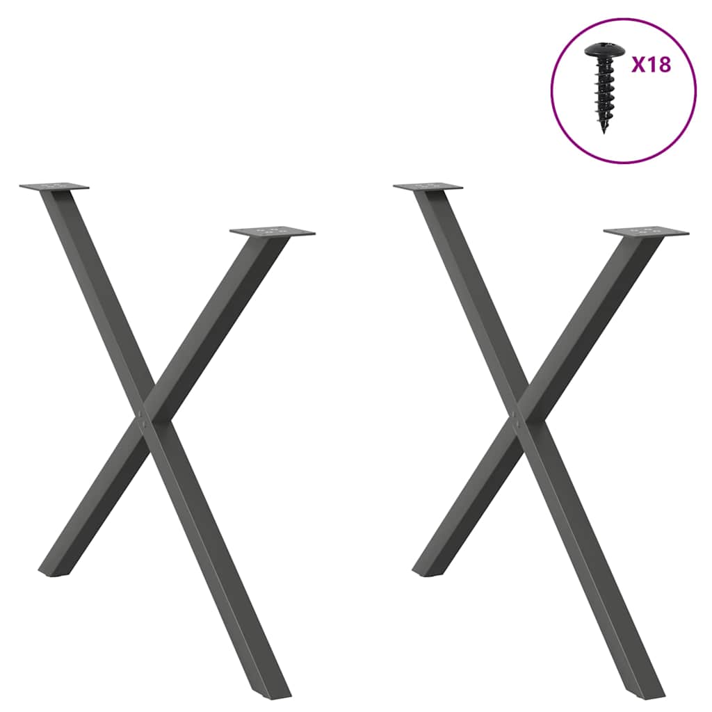 vidaXL Nogi do stołu jadalnego w kształcie litery X 2 szt. Antracyt 90x(72-73) cm Stal