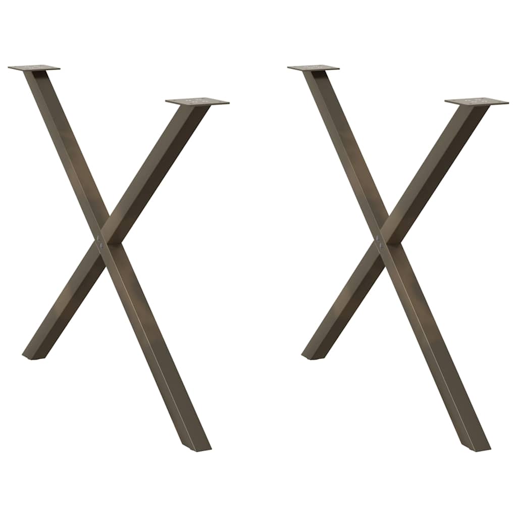 vidaXL Nogi do stołu jadalnego w kształcie litery X 2 szt. Naturalna stal 90x(72-73) cm Stal