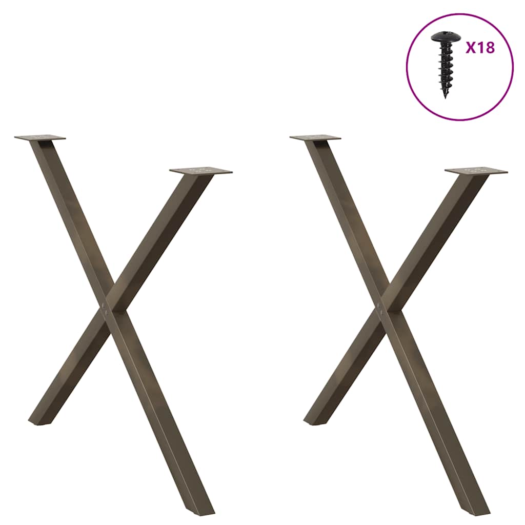 vidaXL Nogi do stołu jadalnego w kształcie litery X 2 szt. Naturalna stal 90x(72-73) cm Stal