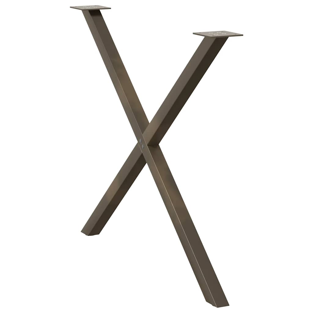 vidaXL Nogi do stołu jadalnego w kształcie litery X 2 szt. Naturalna stal 90x(72-73) cm Stal