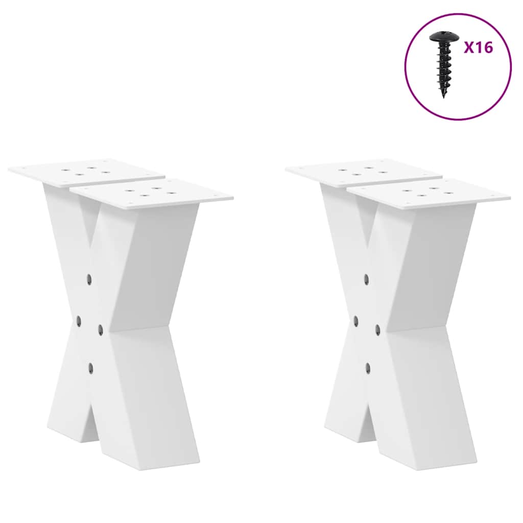 vidaXL Nogi do stolika kawowego w kształcie litery X 2 szt. Białe 30x(30-31) cm Stal