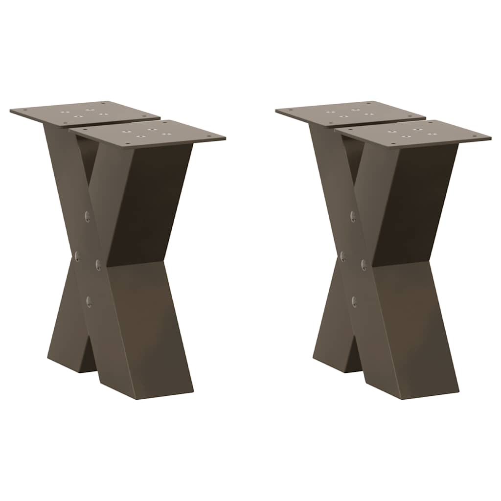 vidaXL Nogi do stolika kawowego w kształcie litery X 2 szt. Naturalna stal 30x(30-31) cm Stal