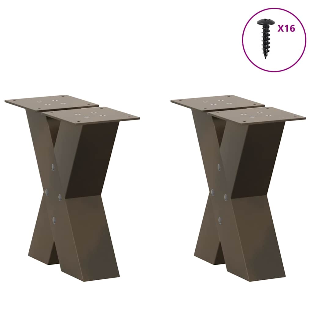 vidaXL Nogi do stolika kawowego w kształcie litery X 2 szt. Naturalna stal 30x(30-31) cm Stal