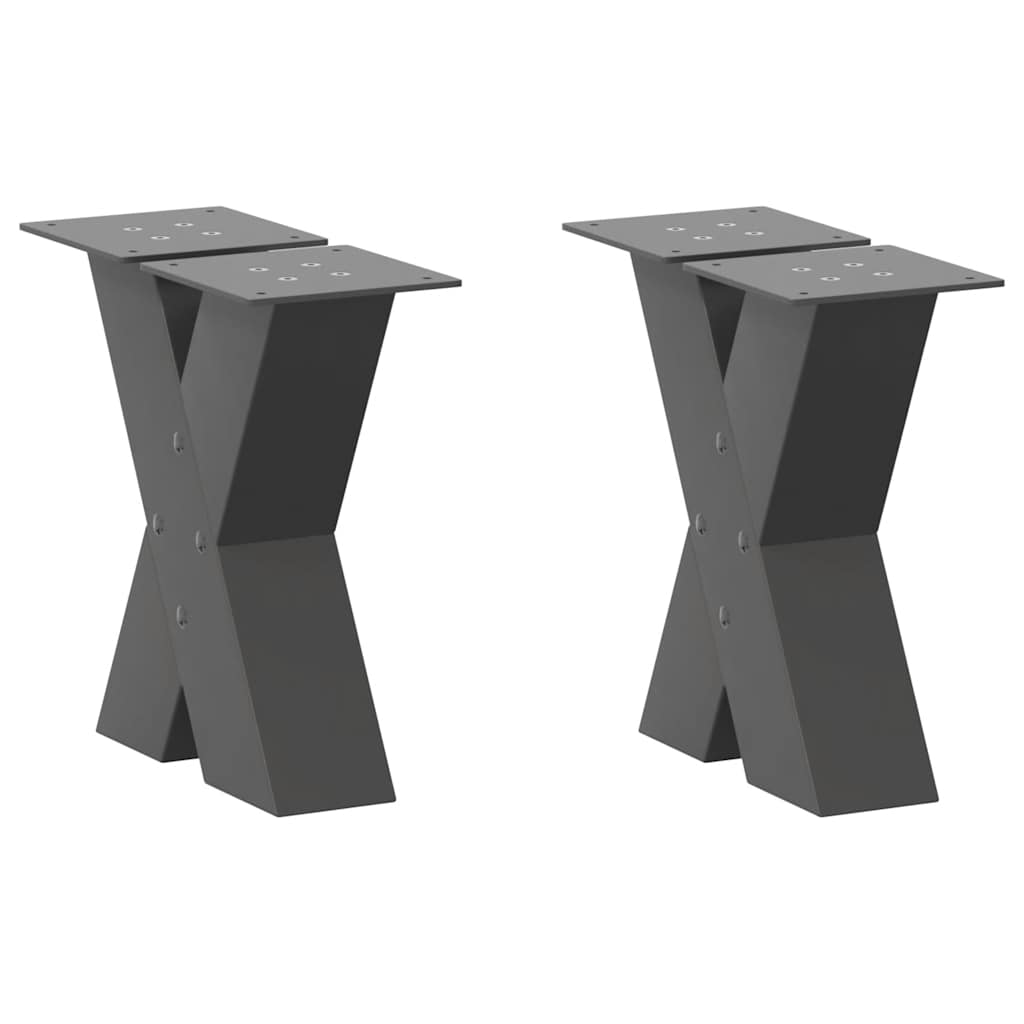 vidaXL Nogi do stolika kawowego w kształcie litery X 2 szt. Antracyt 40x(30-31) cm Stal