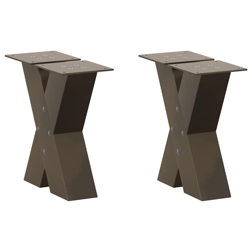 vidaXL Nogi do stolika kawowego w kształcie litery X 2 szt. Naturalna stal 40x(30-31) cm Stal