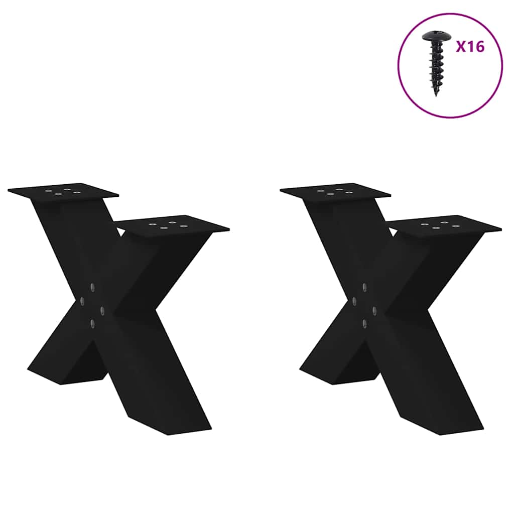 vidaXL Nogi do stolika kawowego w kształcie litery X 2 szt. Czarne 50x(30-31) cm Stal