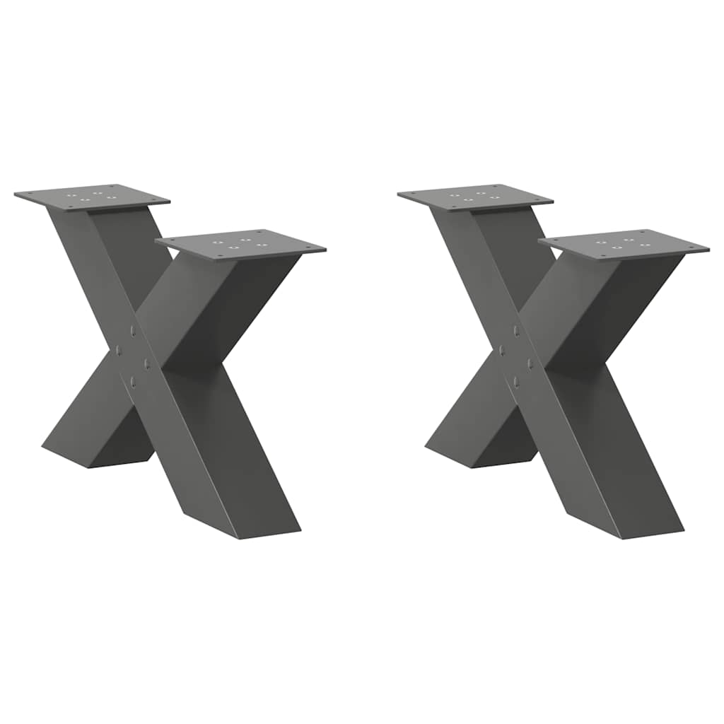 vidaXL Nogi do stolika kawowego w kształcie litery X 2 szt. Antracyt 50x(30-31) cm Stal