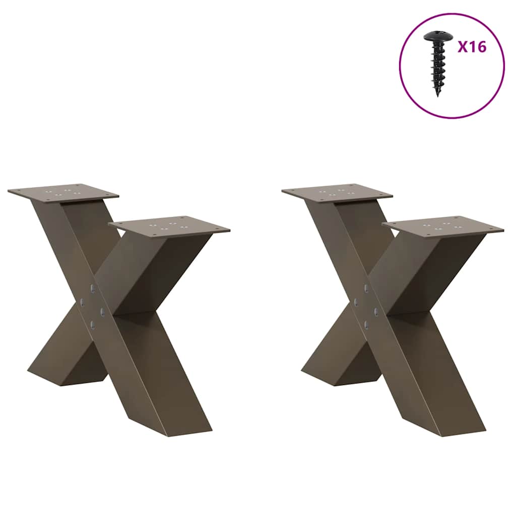 vidaXL Nogi do stolika kawowego w kształcie litery X 2 szt. Naturalna stal 50x(30-31) cm Stal