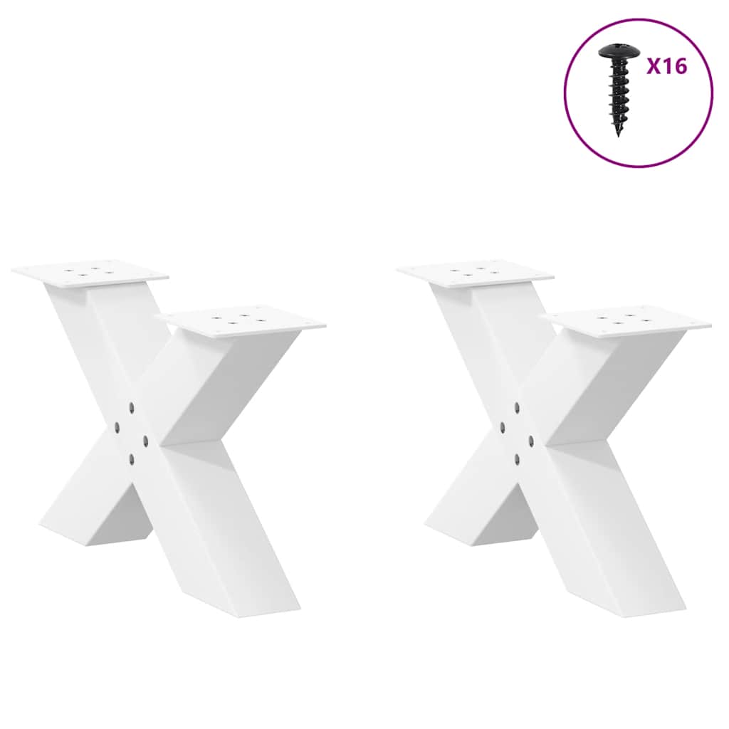 vidaXL Nogi do stolika kawowego w kształcie litery X 2 szt. Białe 60x(30-31) cm Stal