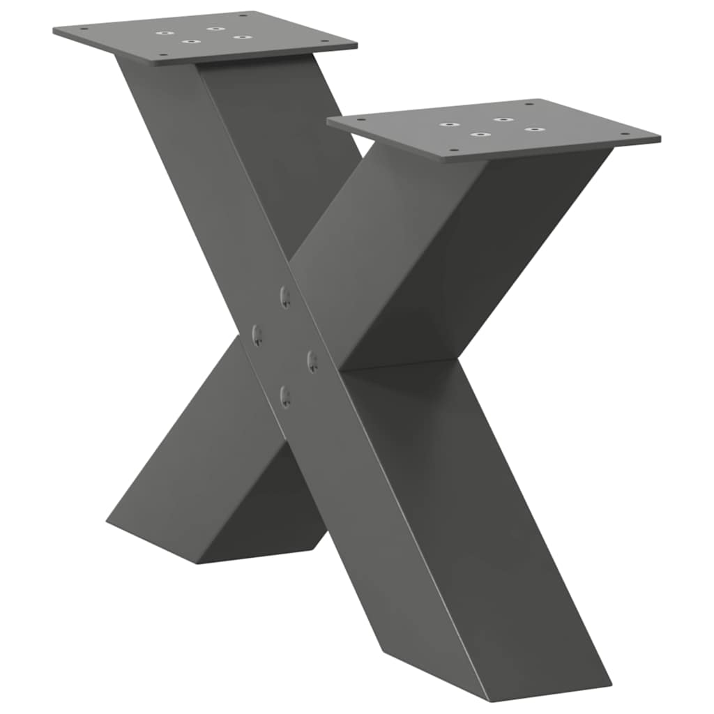 vidaXL Nogi do stolika kawowego w kształcie litery X 2 szt. Antracyt 60x(30-31) cm Stal