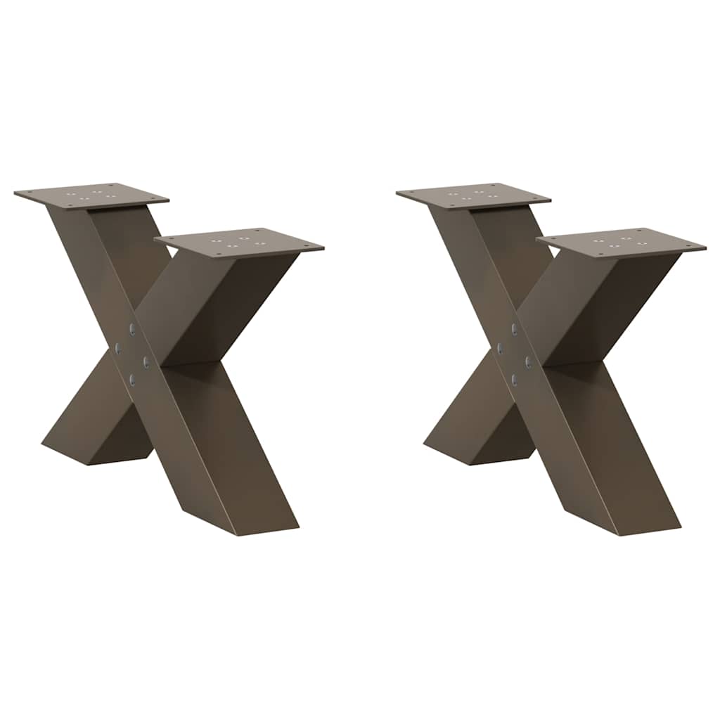 vidaXL Nogi do stolika kawowego w kształcie litery X 2 szt. Naturalna stal 60x(30-31) cm Stal