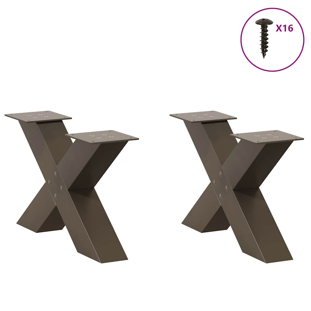 vidaXL Nogi do stolika kawowego w kształcie litery X 2 szt. Naturalna stal 60x(30-31) cm Stal