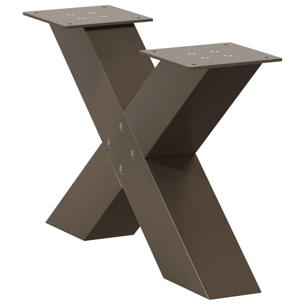 vidaXL Nogi do stolika kawowego w kształcie litery X 2 szt. Naturalna stal 60x(30-31) cm Stal