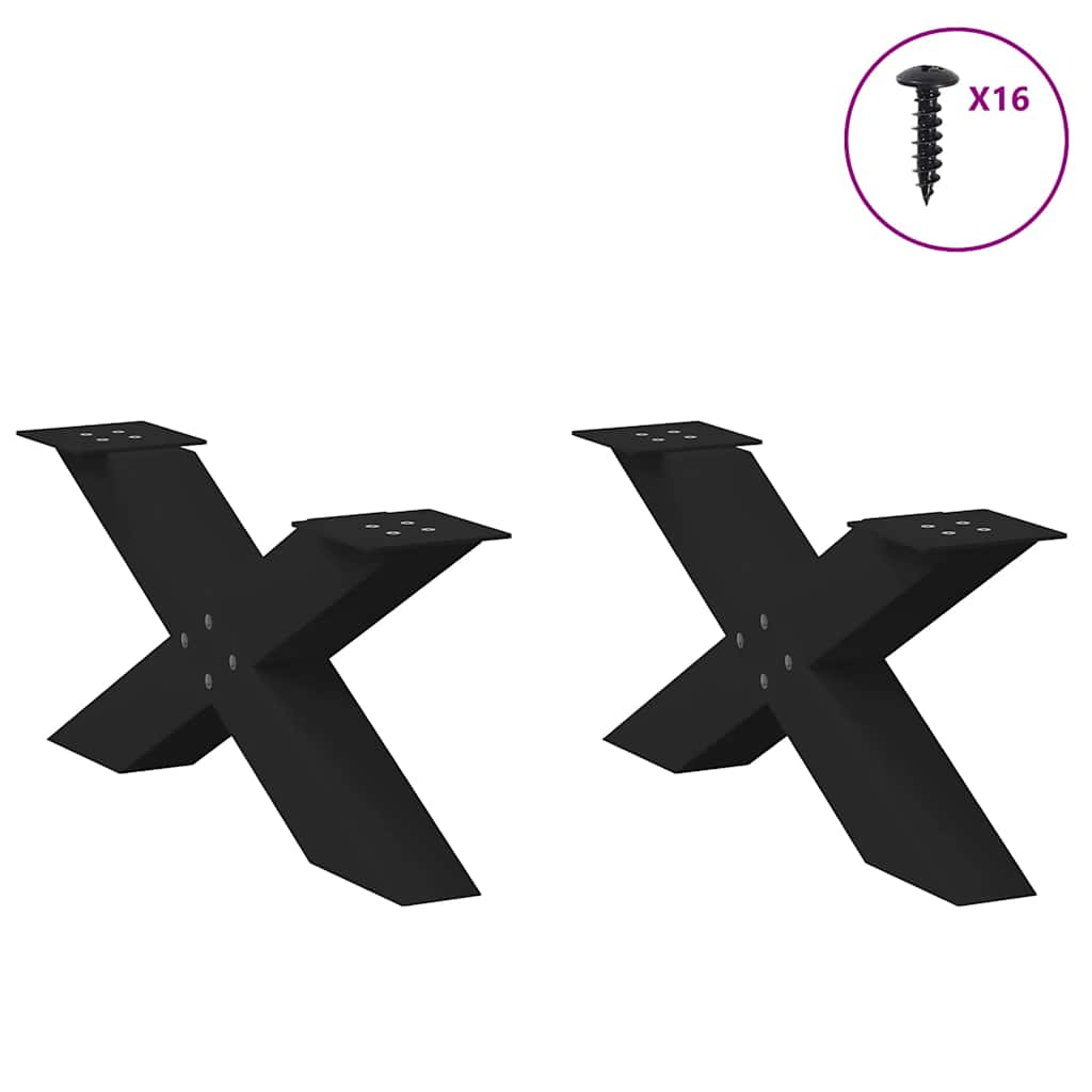 vidaXL Nogi do stolika kawowego w kształcie litery X 2 szt. Czarne 70x(30-31) cm Stal