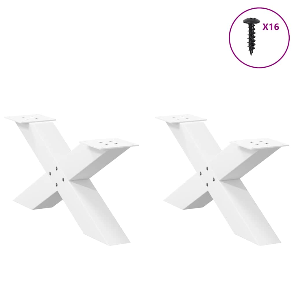 vidaXL Nogi do stolika kawowego w kształcie litery X 2 szt. Białe 70x(30-31) cm Stal