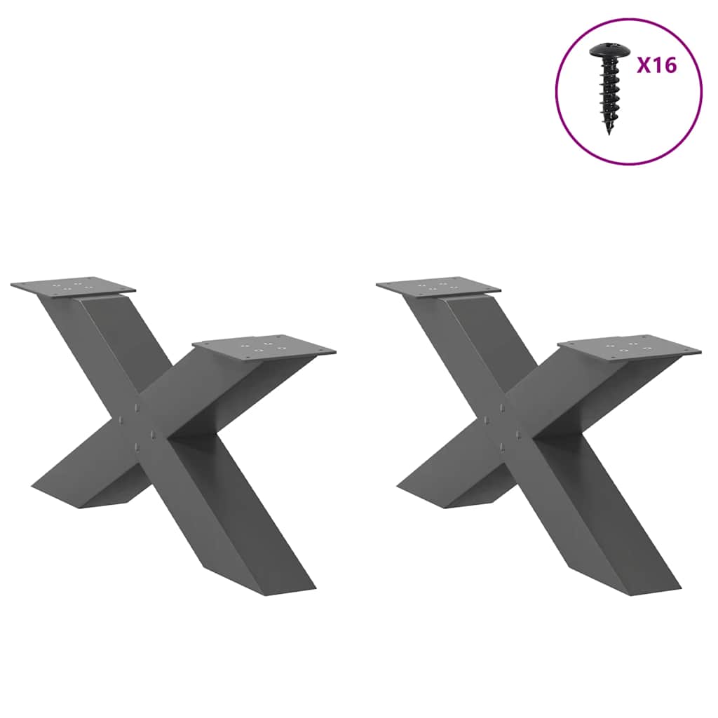 vidaXL Nogi do stolika kawowego w kształcie litery X 2 szt. Antracyt 70x(30-31) cm Stal