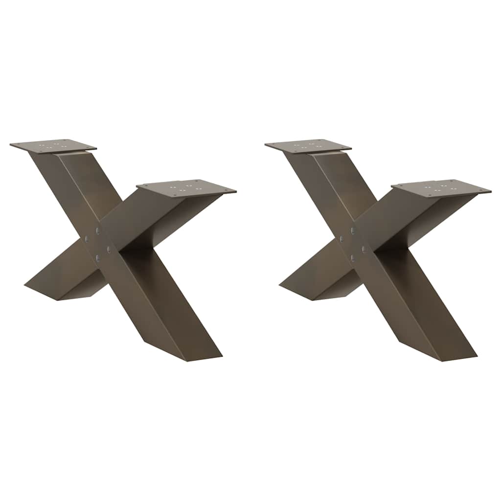 vidaXL Nogi do stolika kawowego w kształcie litery X 2 szt. Naturalna stal 70x(30-31) cm Stal