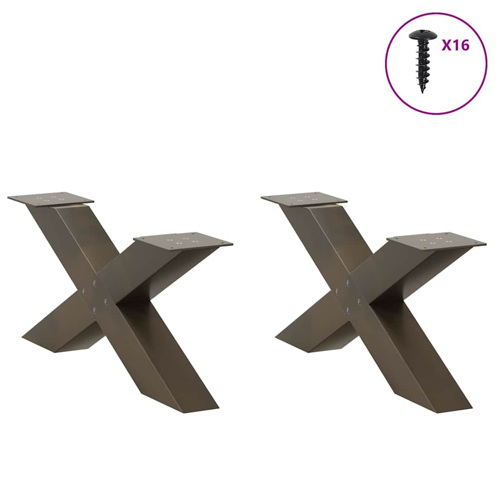 vidaXL Nogi do stolika kawowego w kształcie litery X 2 szt. Naturalna stal 70x(30-31) cm Stal