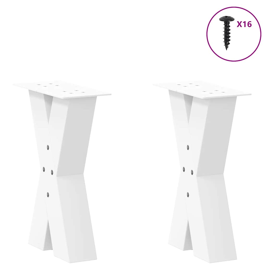 vidaXL Nogi do stolika kawowego w kształcie litery X 2 szt. Białe 38x(42-43) cm Stal