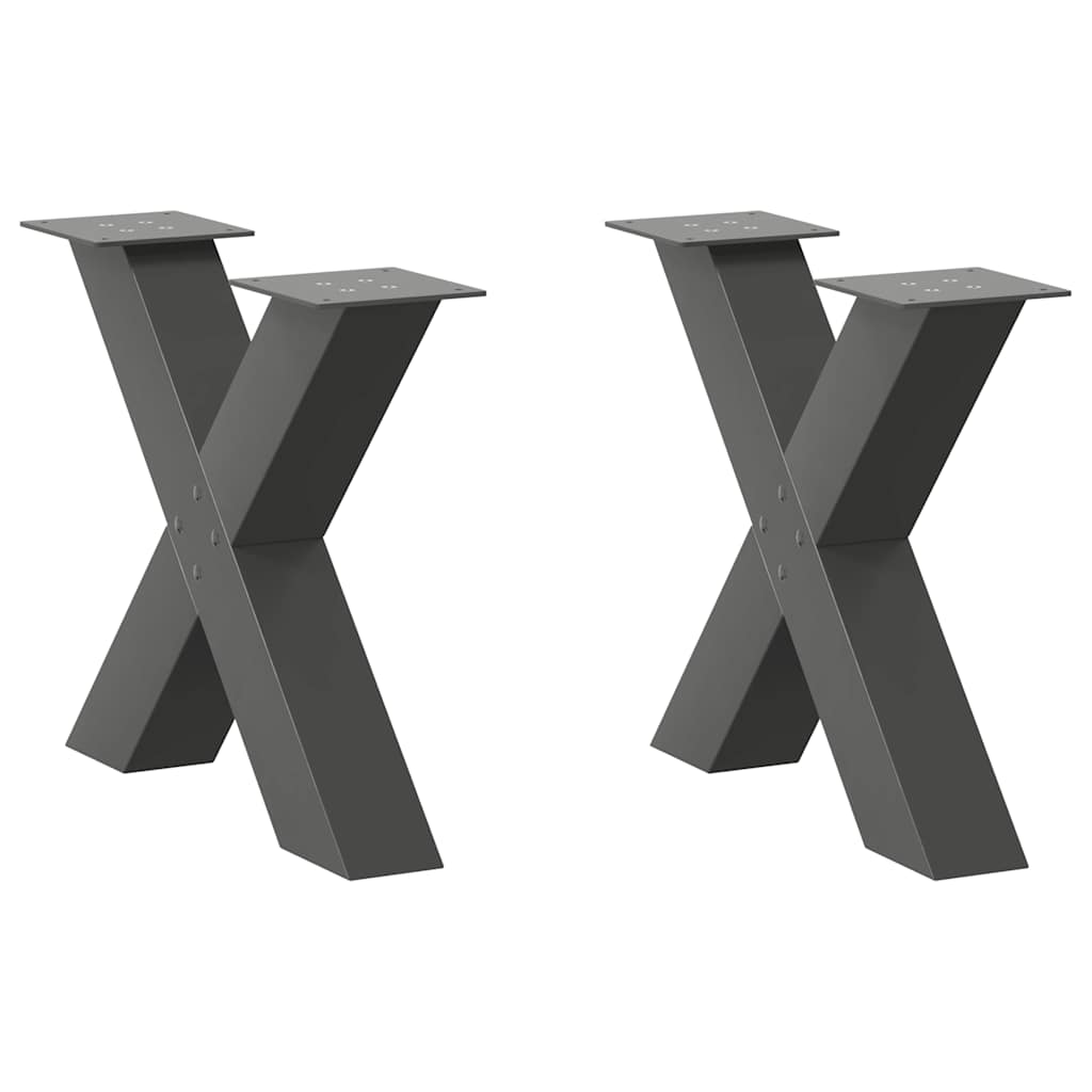 vidaXL Nogi do stolika kawowego w kształcie litery X 2 szt. Antracyt 50x(42-43) cm Stal