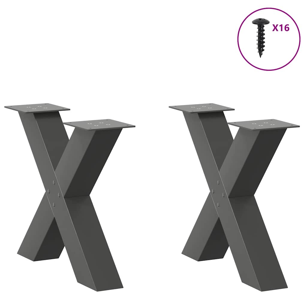 vidaXL Nogi do stolika kawowego w kształcie litery X 2 szt. Antracyt 50x(42-43) cm Stal