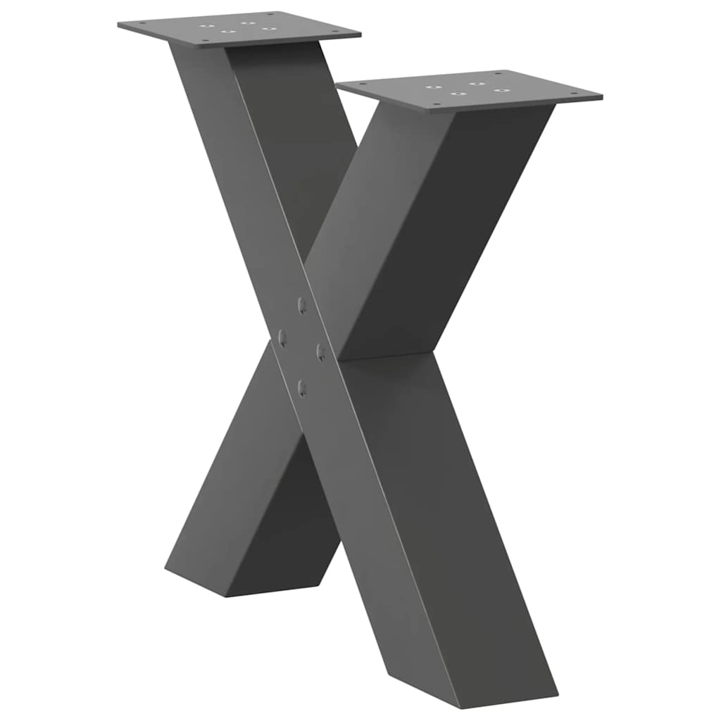 vidaXL Nogi do stolika kawowego w kształcie litery X 2 szt. Antracyt 50x(42-43) cm Stal