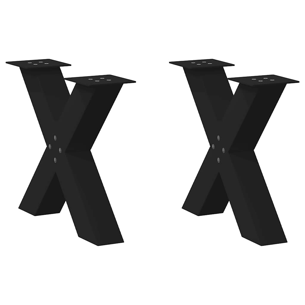 vidaXL Nogi do stolika kawowego w kształcie litery X 2 szt. Czarne 60x(42-43) cm Stal