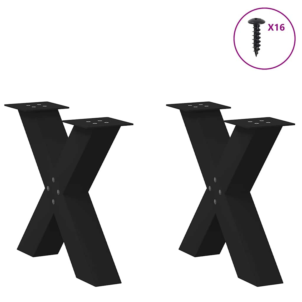 vidaXL Nogi do stolika kawowego w kształcie litery X 2 szt. Czarne 60x(42-43) cm Stal