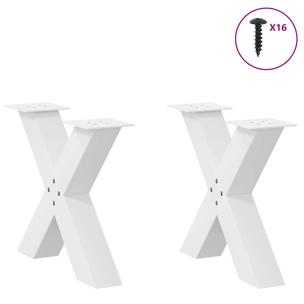 vidaXL Nogi do stolika kawowego w kształcie litery X 2 szt. Białe 60x(42-43) cm Stal