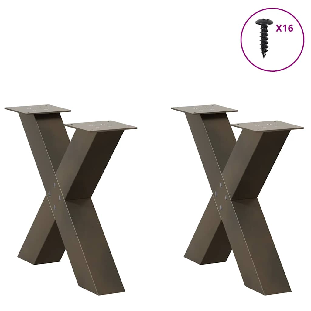 vidaXL Nogi do stolika kawowego w kształcie litery X 2 szt. Naturalna stal 60x(42-43) cm Stal