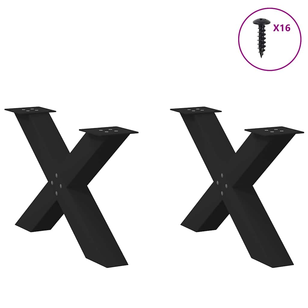 vidaXL Nogi do stolika kawowego w kształcie litery X 2 szt. Czarne 70x(42-43) cm Stal