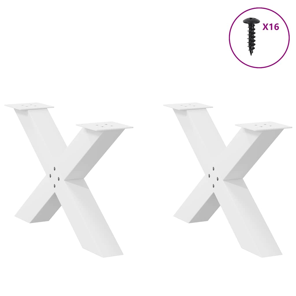vidaXL Nogi do stolika kawowego w kształcie litery X 2 szt. Białe 70x(42-43) cm Stal