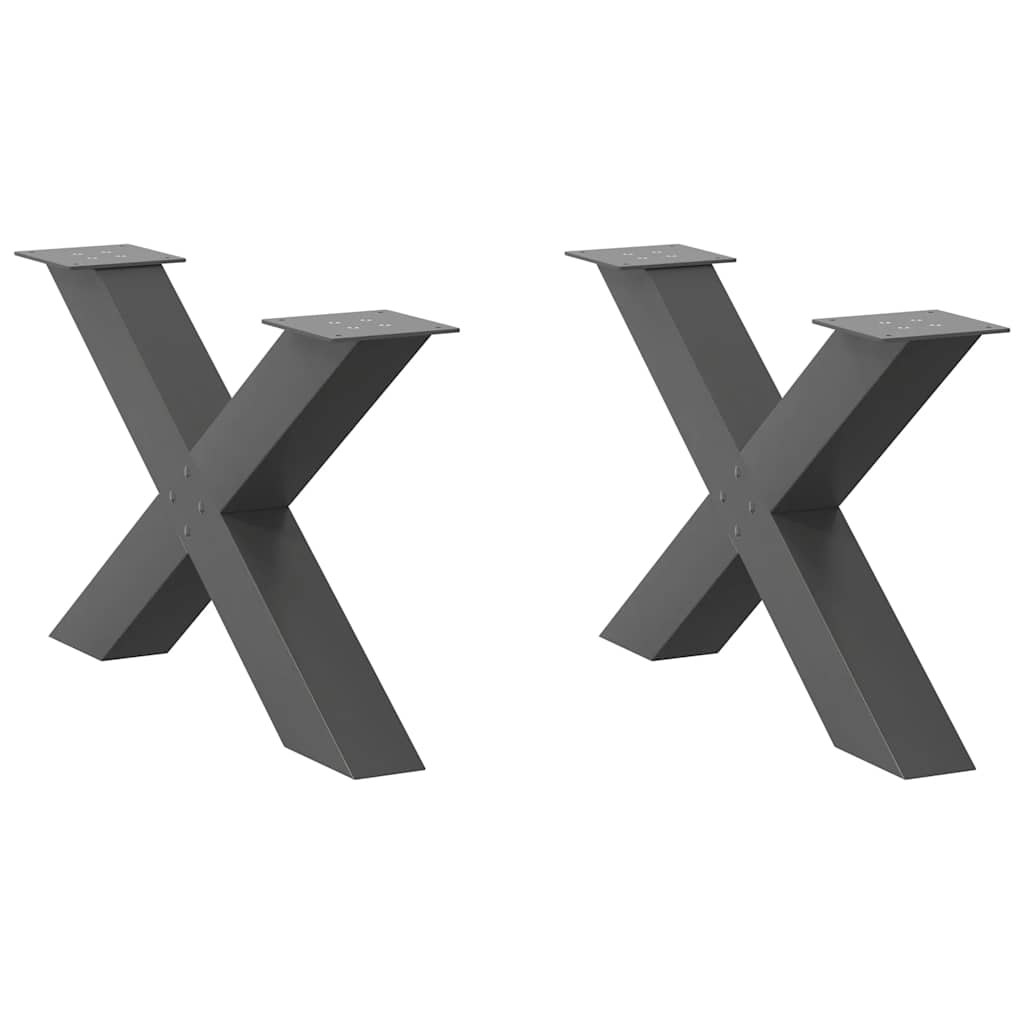 vidaXL Nogi do stolika kawowego w kształcie litery X 2 szt. Antracyt 70x(42-43) cm Stal