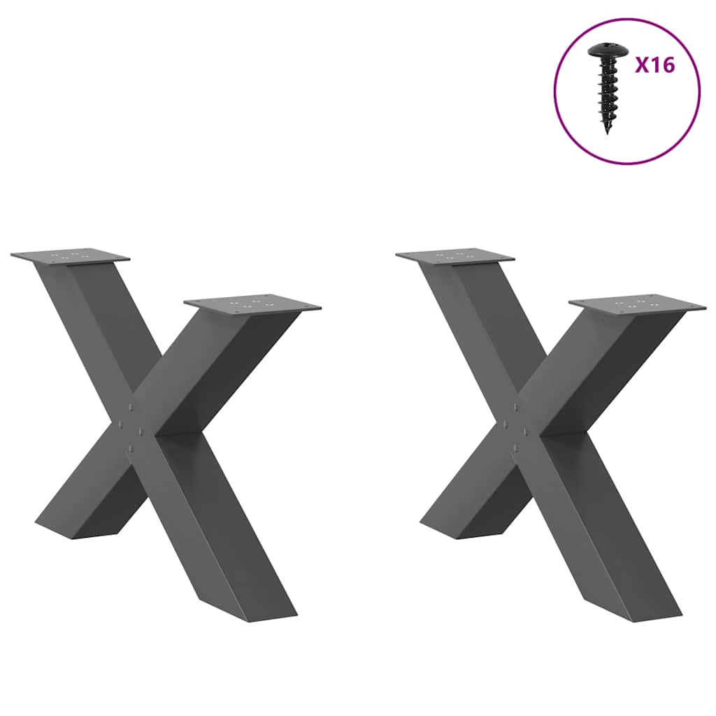 vidaXL Nogi do stolika kawowego w kształcie litery X 2 szt. Antracyt 70x(42-43) cm Stal