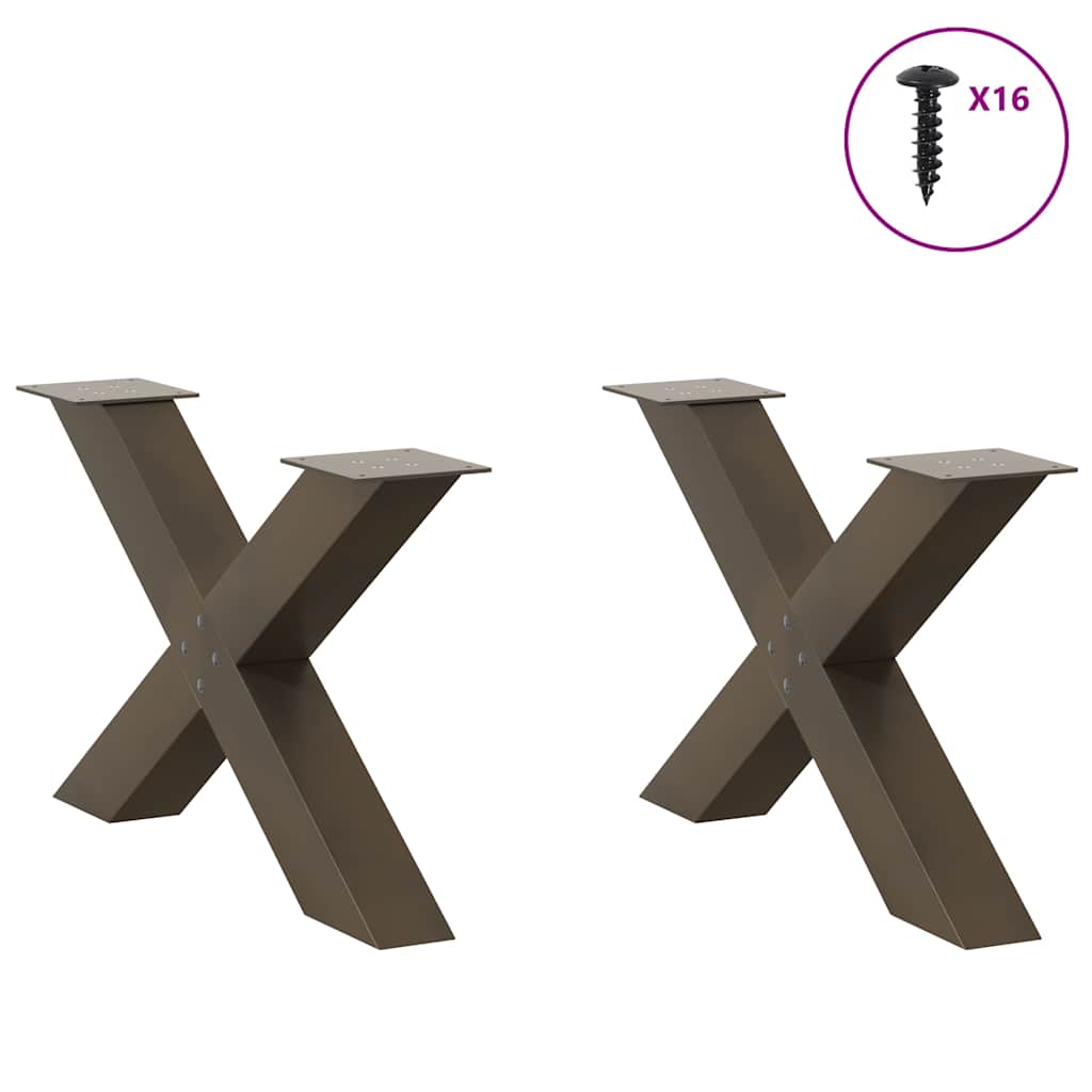 vidaXL Nogi do stolika kawowego w kształcie litery X 2 szt. Naturalna stal 70x(42-43) cm Stal