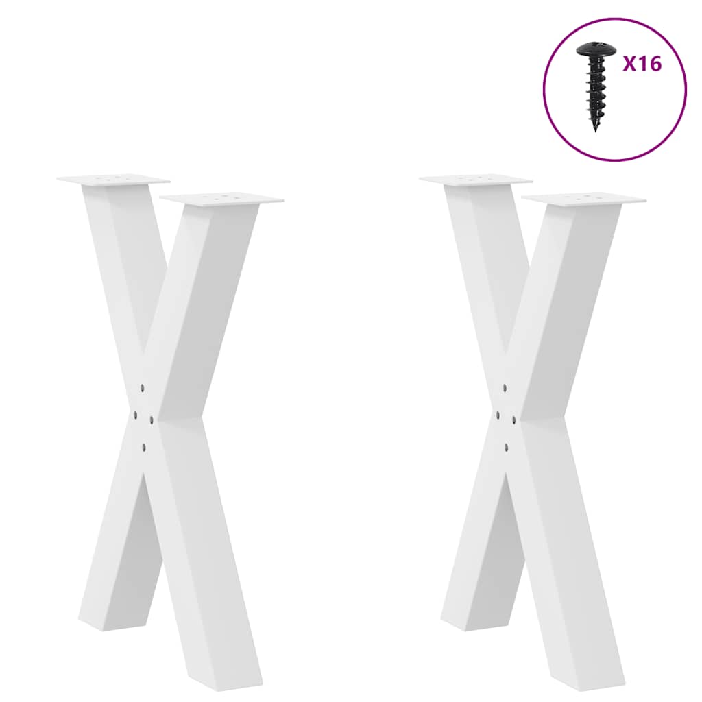 vidaXL Nogi do stołu jadalnego w kształcie litery X 2 szt. Białe 50x(72-73) cm Stal