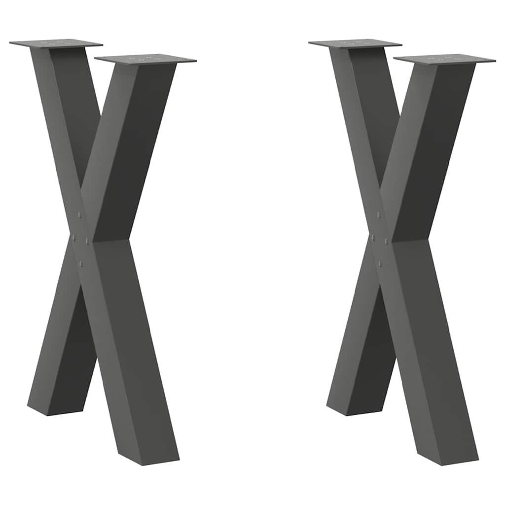 vidaXL Nogi do stołu jadalnego w kształcie litery X 2 szt. Antracyt 50x(72-73) cm Stal