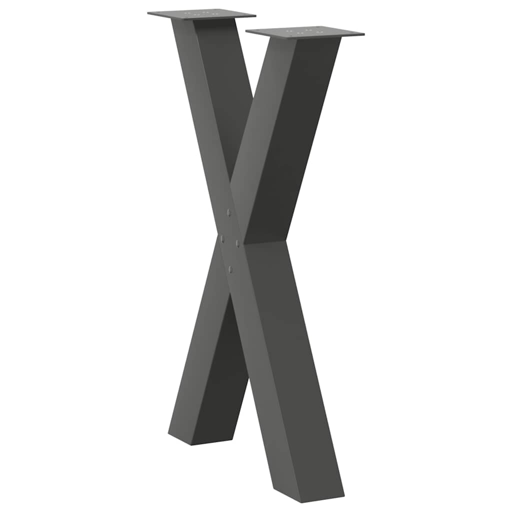 vidaXL Nogi do stołu jadalnego w kształcie litery X 2 szt. Antracyt 50x(72-73) cm Stal