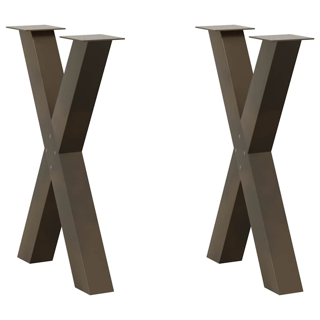 vidaXL Nogi do stołu jadalnego w kształcie litery X 2 szt. Naturalna stal 50x(72-73) cm Stal
