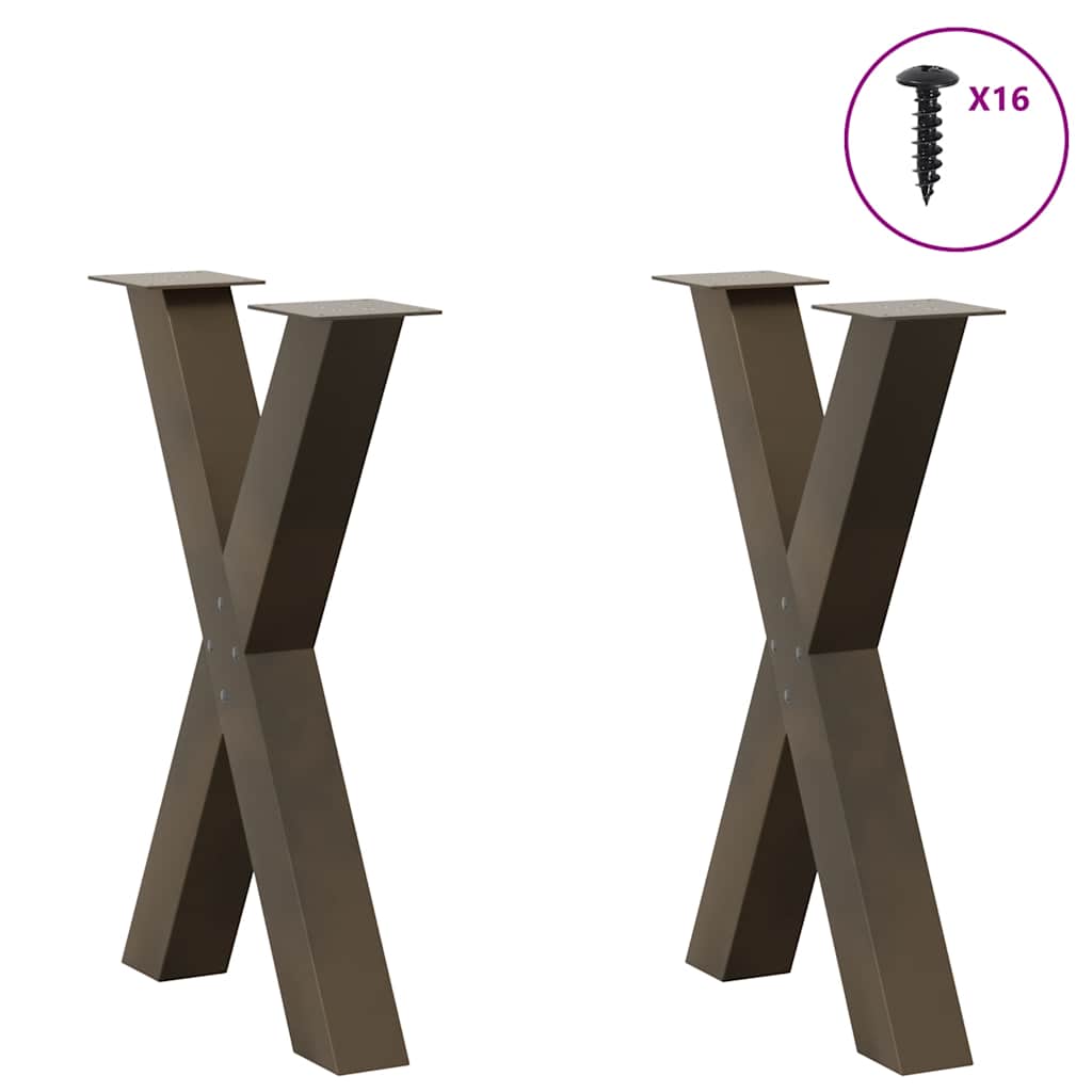 vidaXL Nogi do stołu jadalnego w kształcie litery X 2 szt. Naturalna stal 50x(72-73) cm Stal