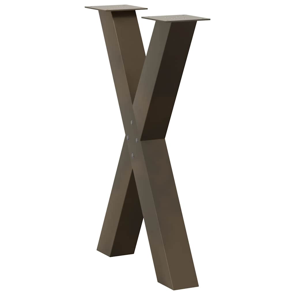 vidaXL Nogi do stołu jadalnego w kształcie litery X 2 szt. Naturalna stal 50x(72-73) cm Stal
