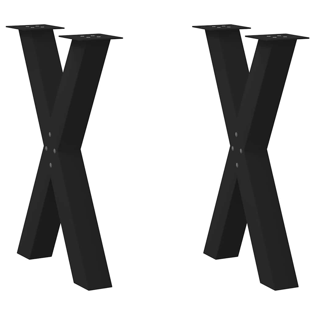 vidaXL Nogi do stołu jadalnego w kształcie litery X 2 szt. Czarne 60x(72-73) cm Stal