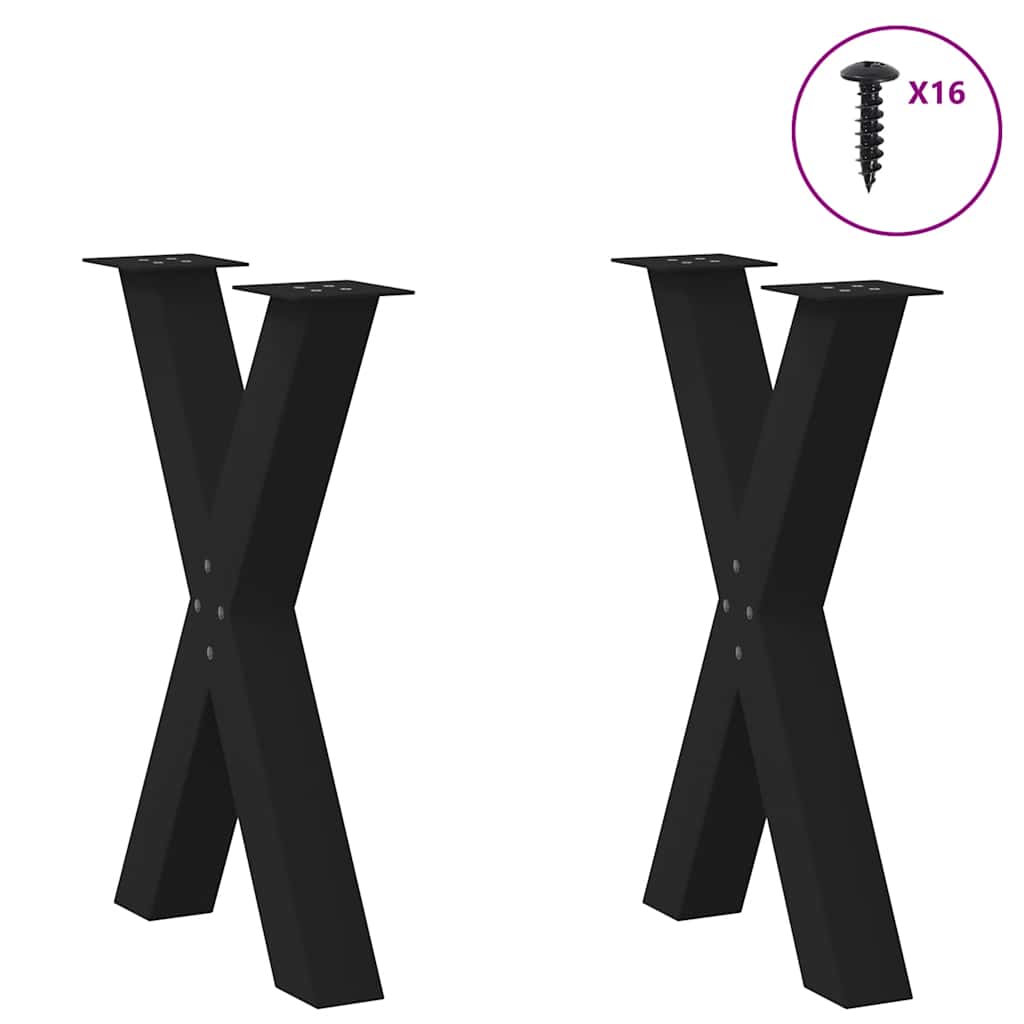 vidaXL Nogi do stołu jadalnego w kształcie litery X 2 szt. Czarne 60x(72-73) cm Stal