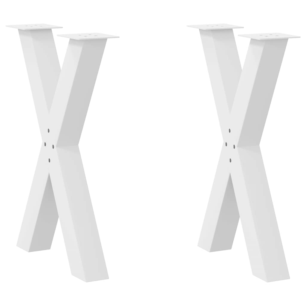 vidaXL Nogi do stołu jadalnego w kształcie litery X 2 szt. Białe 60x(72-73) cm Stal